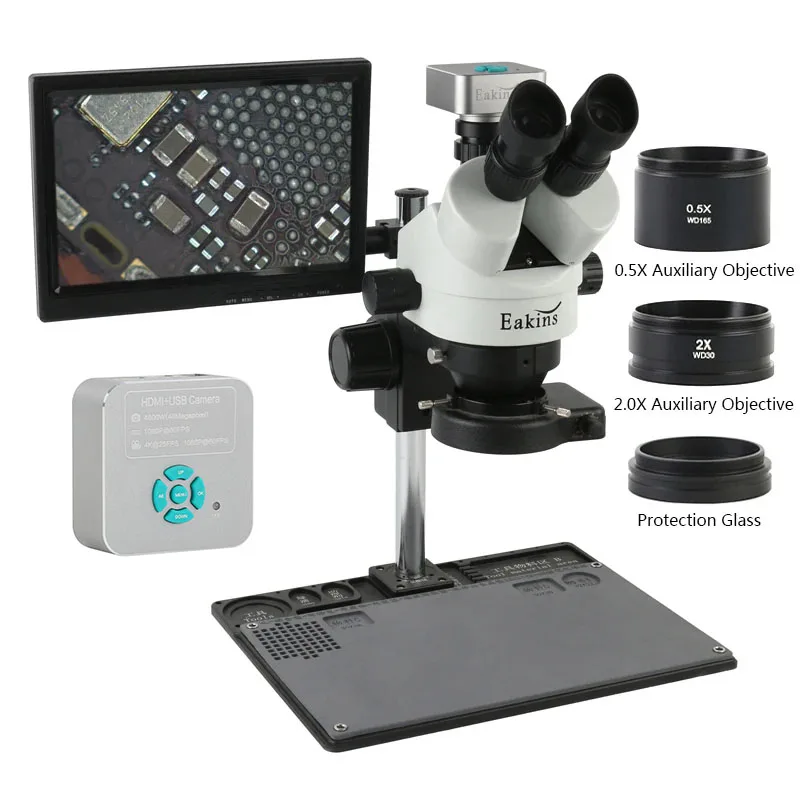 Simul-Focal Industrial Microscope 4K Hdmi - 7X 45X التكبير الصناعية Simul البؤري