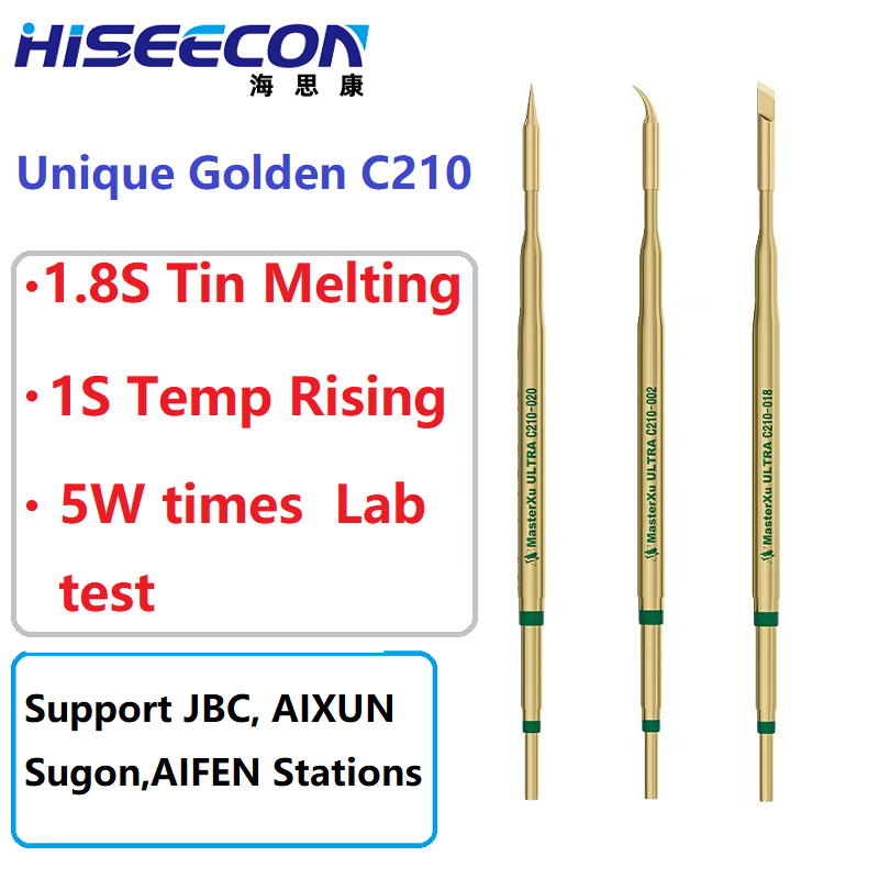 C210 Precision Soldering Station - 2 قطعة الذهبي C210 سبيكة لحام