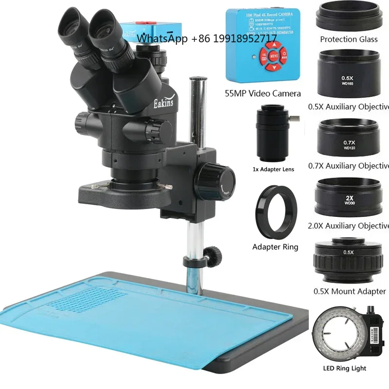 Simul-Focal Industrial Microscope 4K Hdmi - مجهر ستيريو ثلاثي العدسات من إيكنز