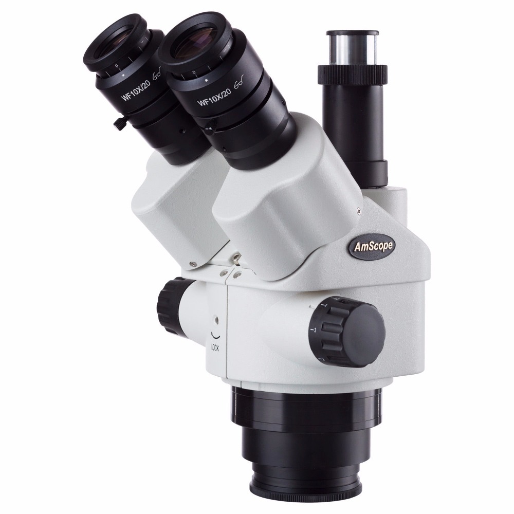 Trinocular Stereo Microscope 7X-45X - AmScope 7X-45X Simul-Focal ثلاثي العينيات تكبير
