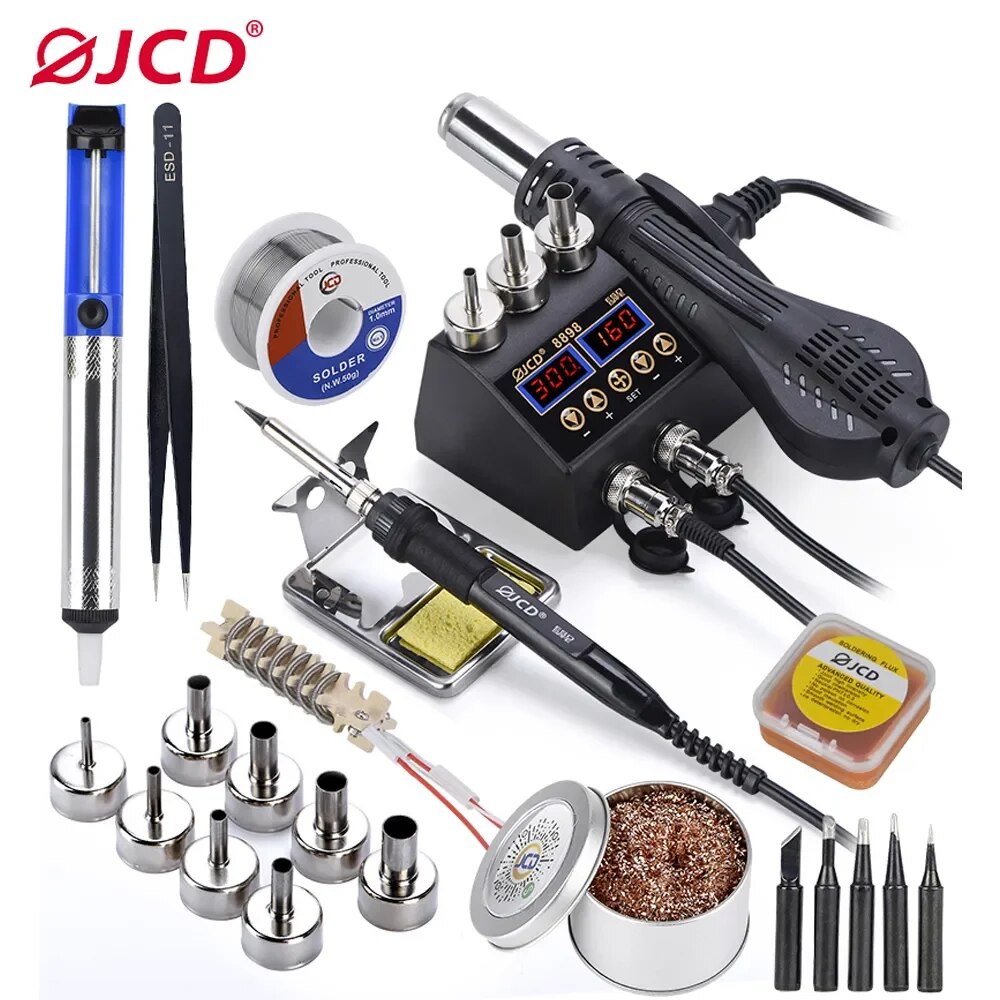 JCD 2 في 1 750 واط محطة لحام L - مراجعة 2 In 1 Soldering Rework Station 750W وسعره