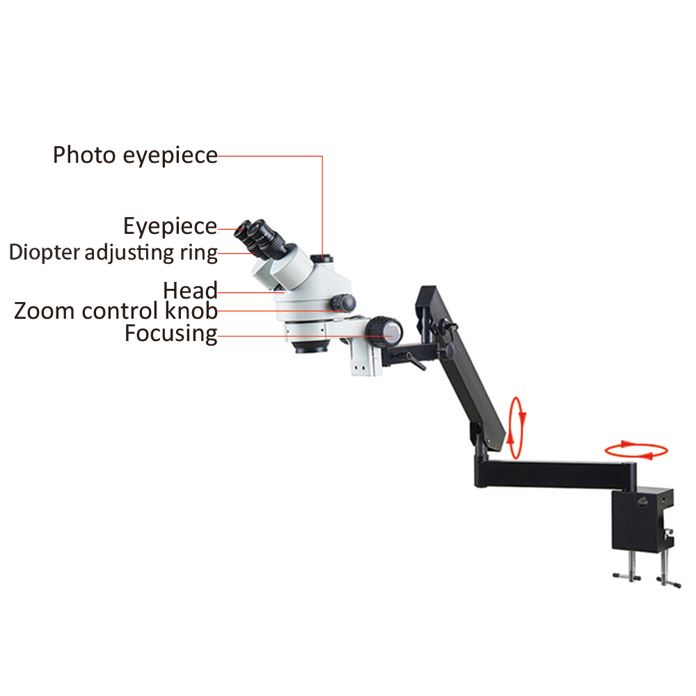 حامل مرن لتثبيت الميكروسكوب مع - مراجعة Trinocular Stereo Microscope 7X-45X وسعره