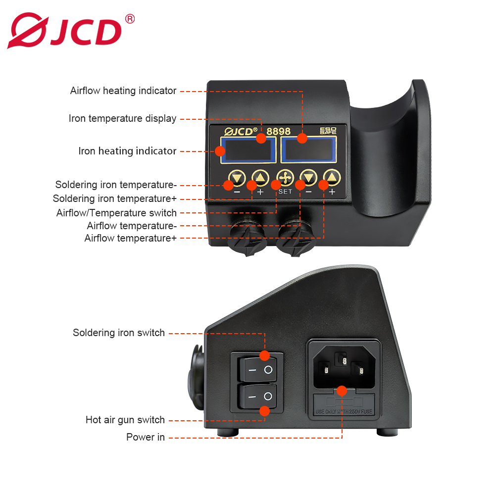 طقم محطة لحام بشاشة LCD رقمية  - مراجعة 2 In 1 Soldering Rework Station 750W وسعره