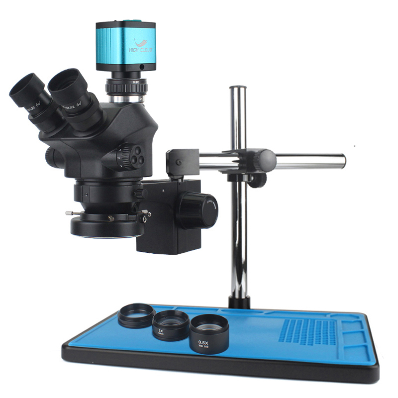 مجهر ستيريو ثلاثي العدسات قابل - مراجعة Simul-Focal Industrial Microscope 4K Hdmi وسعره