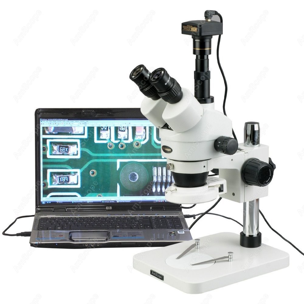 مجهر ستيريو ثلاثي العدسات من A - مراجعة Trinocular Stereo Microscope 7X-45X وسعره