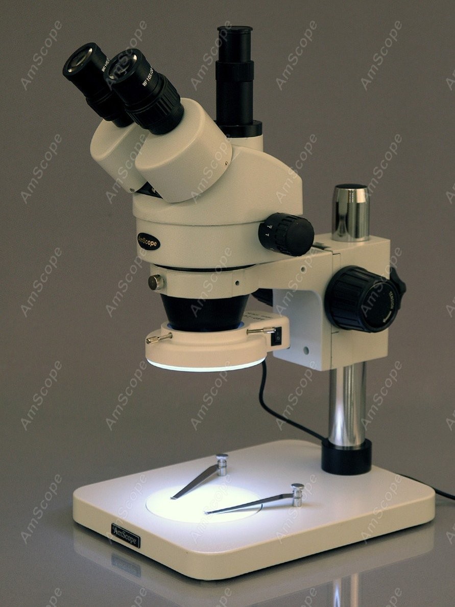مجهر ستيريو ثلاثي العدسات من A - مراجعة Trinocular Stereo Microscope 7X-45X وسعره