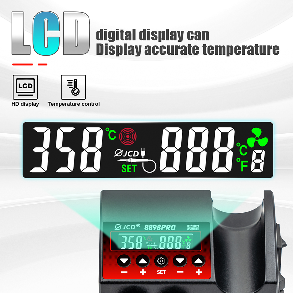JCD 8898Pro 2 في 1 محطة لحام 7 - مراجعة 2 In 1 Soldering Rework Station 750W وسعره